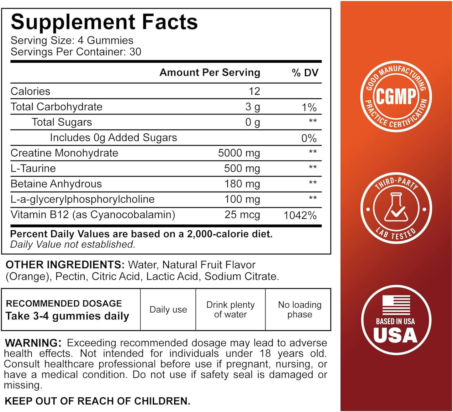 Creatine Monohydrate Gummies - Orange