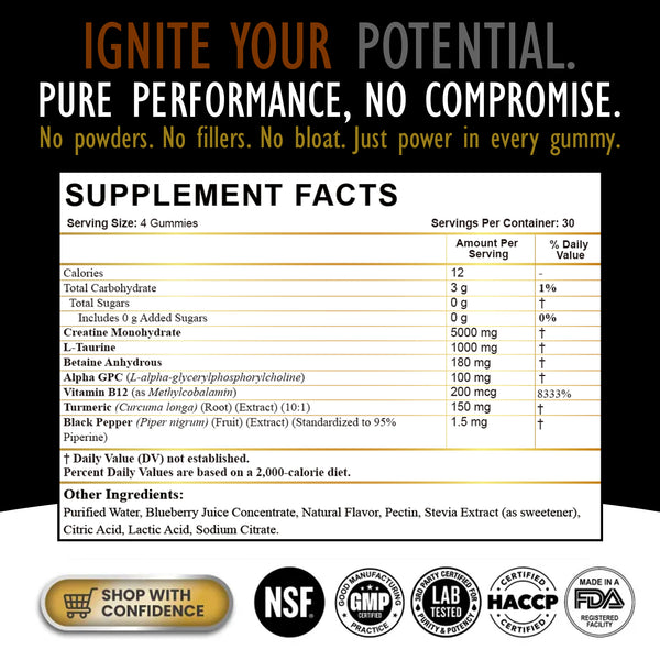 MICRONIZED CREATINE MONOHYDRATE GUMMIES BLUE BERRY